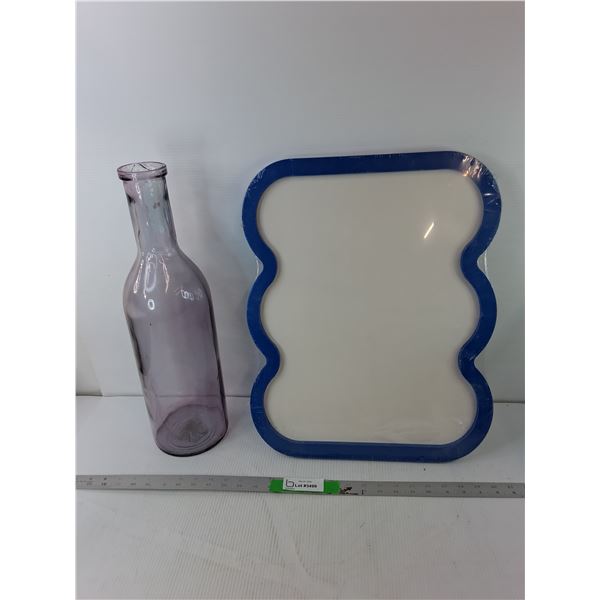Purple Glass Bottle 19.75 & Ashland Dry Erase Board 20" x 16"- Sealed, Pickup Preferred