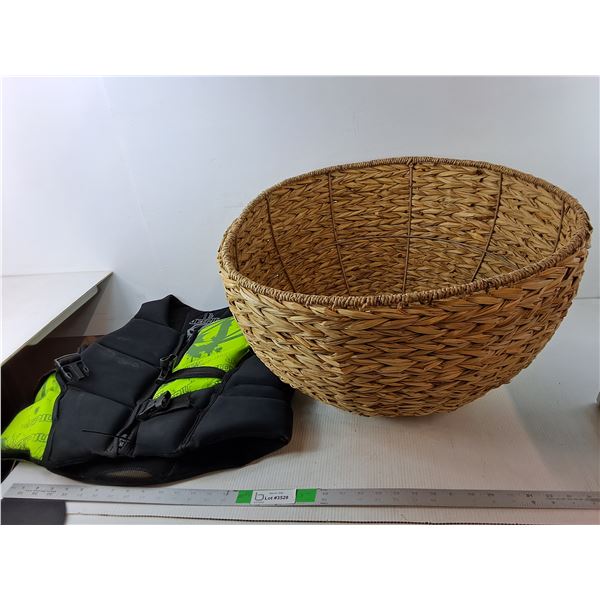 Men's Jet Pilot PFD- L,  Requires Repair & Lamp with Woven Shade 21" Diameter-As Is- Cannot Ship