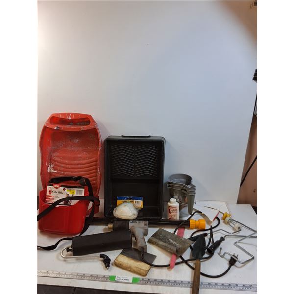 Various Painting Supplies- Painting Pak, Dust Mask, No Slip Compound, Super Stripper Powers On, Pain