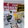Image 2 : For Rent, Beware Of Dog Sign, 12V Battery Charger, Poly Rope, Aluminum Burner Covers, Vintage Light
