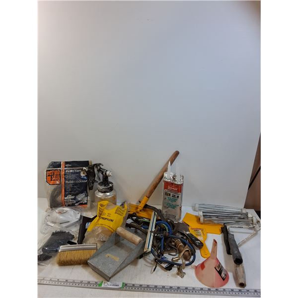 Roam Tape, Paint Spray Gun, Polypropylene, (3) Pain Rollers, Adhesive Spreader, Zip Ties, Misc