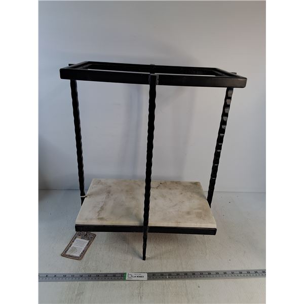 Indian Style Table- Black Frame & Marble Shelf - 24" x 20" x 12" - CANNOT SHIP