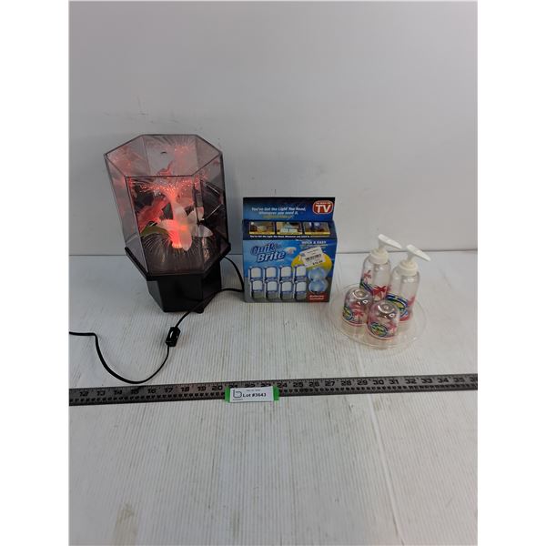 Fibre-Optic Table Light - Working, Quik-Brite LED Stick-On Lights, Vintage Condiment Dispenser Set