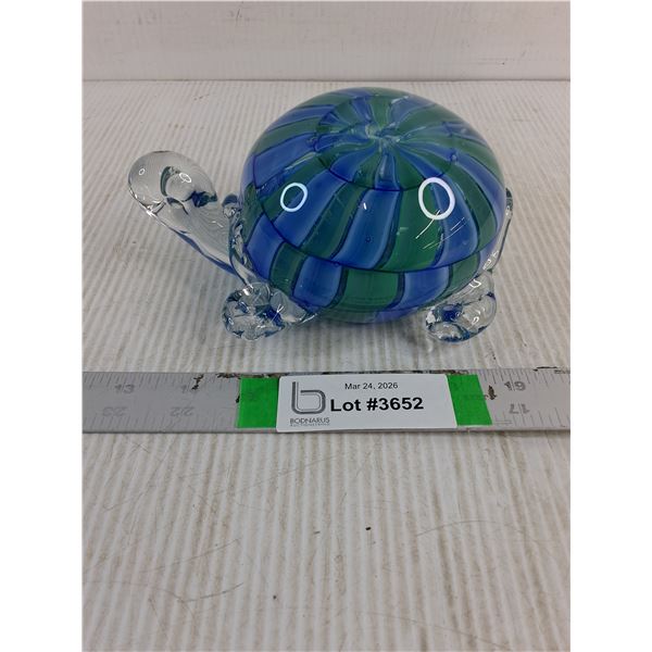 Art Glass Turtle Figurine Paperweight-7" long