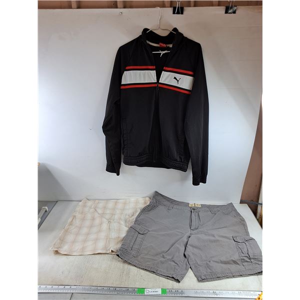 Puma Jacket- Size S, Red Head Cargo Shorts - Size 42, Avta Skirt - XL