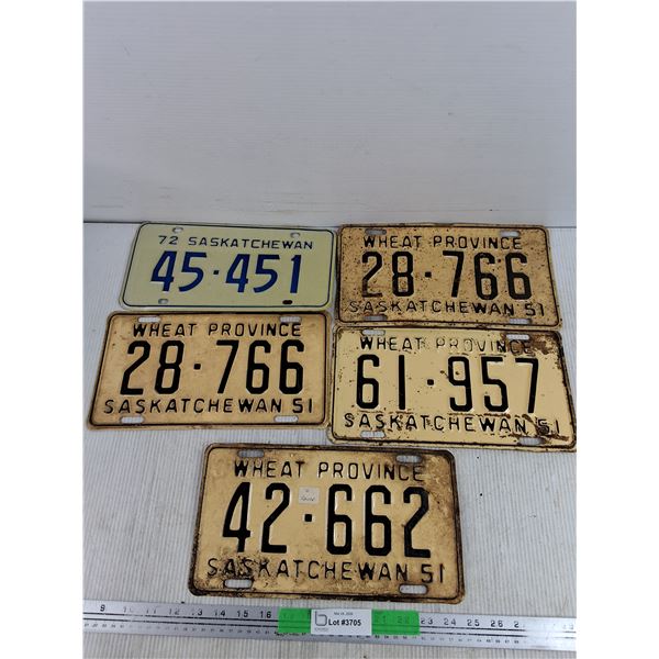 Vintage 1951 & 1972 Saskatchewan License Plates