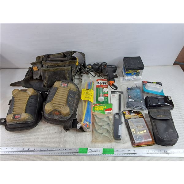 DeWalt Tool Belt, Gel Knee Pads, Ricoh Film Camera, Cordless Glue Gun, Misc