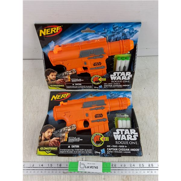 (2) NERF Star Wars Rogue One Captain Cassian Andor Blaster - New