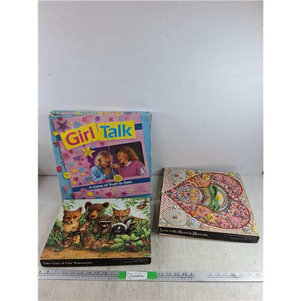 (2) 500 Piece Jigsaw Puzzles, Girl Talk A Game of Truth or Dare - As Is