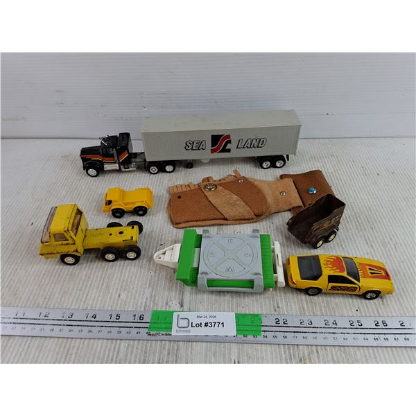 Vintage Toy Trucks, Die Cast 1982 Chevy Corvette Z28, Leather Sheath