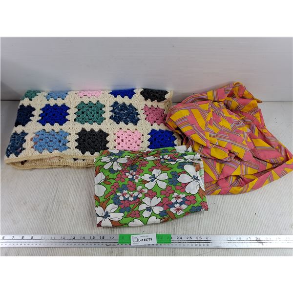 Crochet Baby Blanket 46" x 33" & Fabric