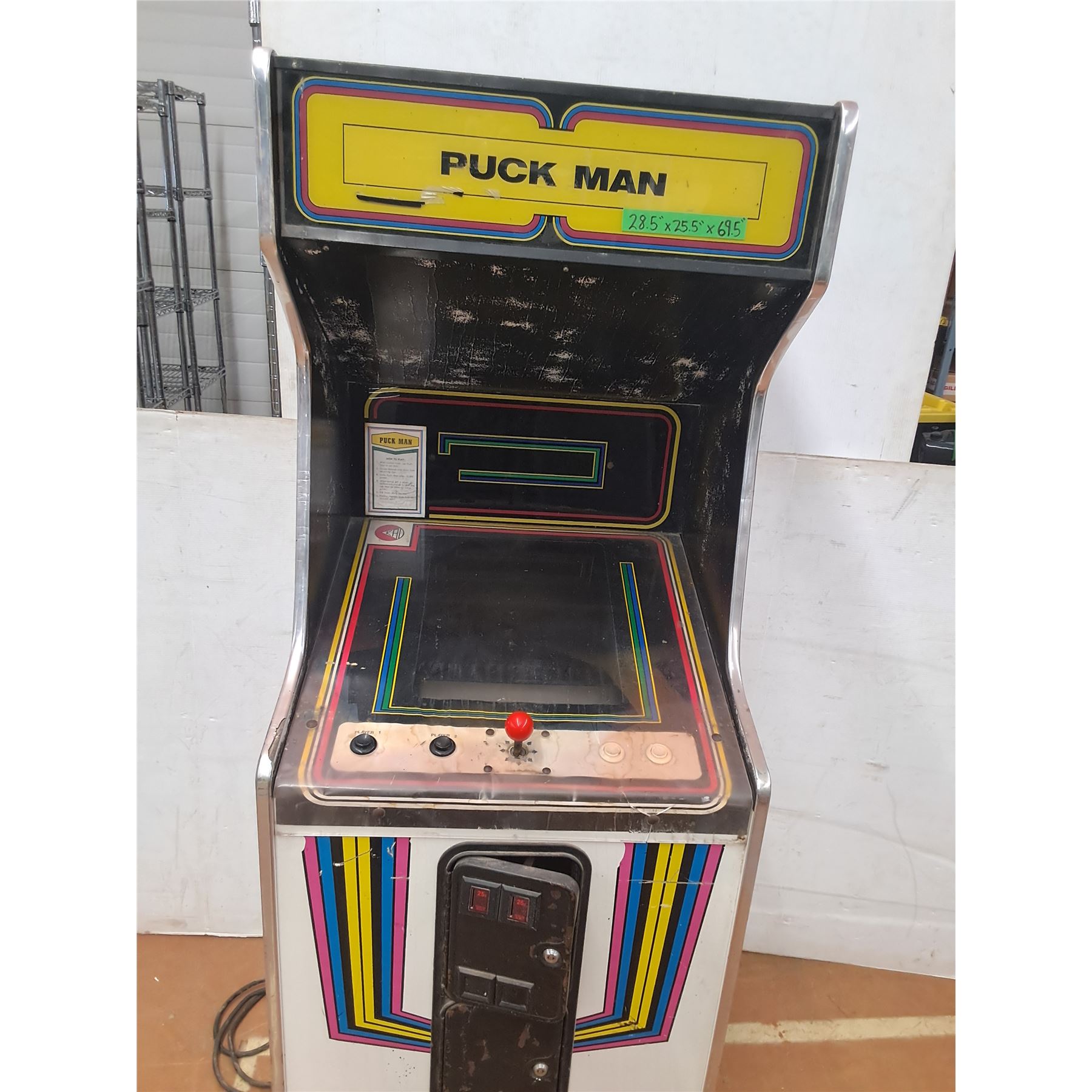 *Vintage Puck Man Stand Up Arcade Game, Powers On, Measurements in Pics ...