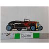 Image 1 : Hot Rod Car Porcelain Sign 7.25" x 2.5"