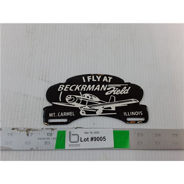 Beckrman Field Porcelain License Plate Topper