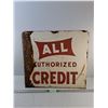 Image 1 : Vintage Metal 'All Authorized Credit' Sign 24", Cannot Ship