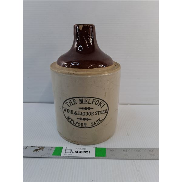 The Melfort Wine & Liquor Store Antique Advertising Jug 10"