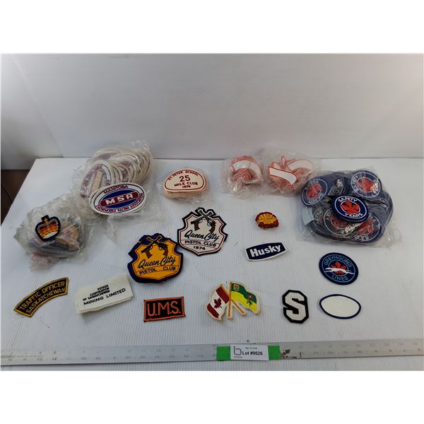 Vintage Clothing Badges- Shell, Greyhound Lines, Husky, Misc.