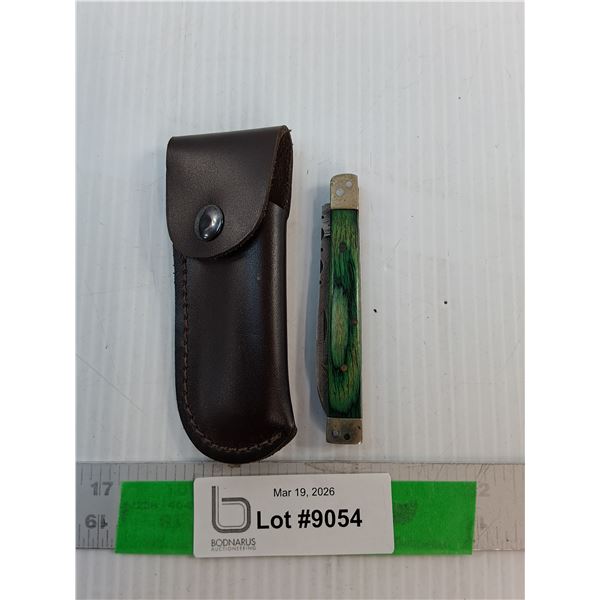Damascus Steel Pocket Knife 6.5" & Sheath