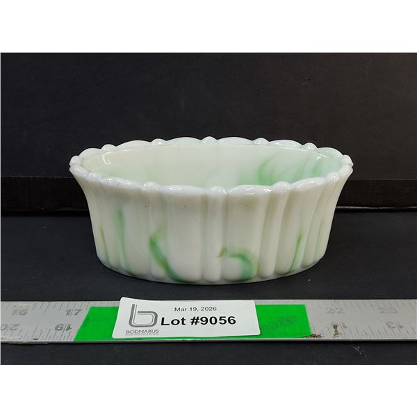 Akro Agate Milk Glass Planter 6"