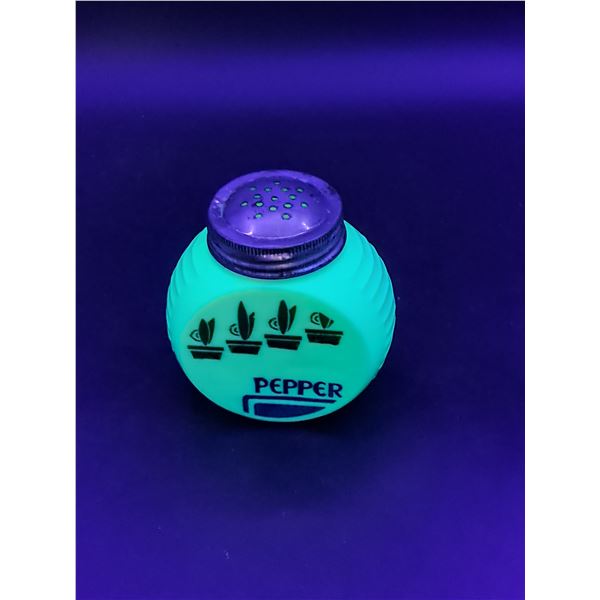 Uranium Glass Pepper Shaker 4"