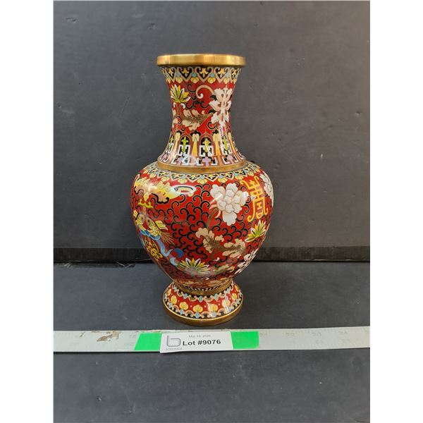 Chinese Cloisonne Vase 10"