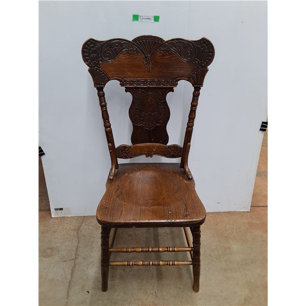 * Antique 3 Press Pressed Back Wooden Chair 39.5" Tall- Cannot Ship