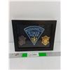 Image 1 : Framed Massachusetts State Police Shoulder Patch & Badges 9" x 7.25"