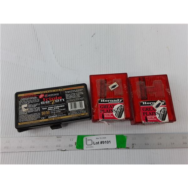 *^(2)Boxes of Hornady Great Plains 54 Cal.Muzzleloading Bullets&Hodgdon Preformed Bullets- PAL Req'd