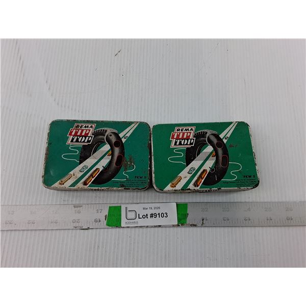 (2) Vintage Rema Tip Top Tire Repair Tins/ Kits- As Is, Cannot Ship