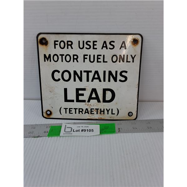 Porcelain Lead Warning Sign 7" x 6"