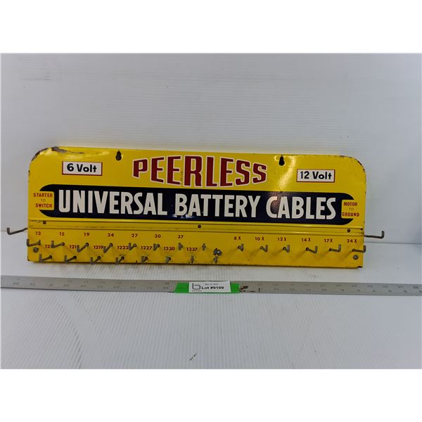 Peerless Universal Battery Cables Metal Display Sign 22.5" x 7.75" - Pick Up Preferred