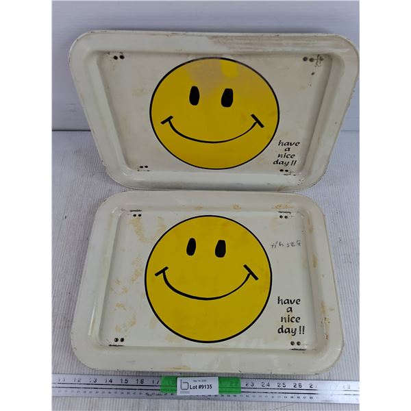 (2) Vintage "Have a Nice Day" Serving Trays 17" x 12"