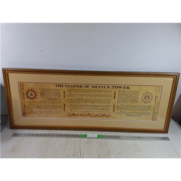 *Framed The Legend of Devils Tower Native American Story Print 42" x 16", PICKUP ONLY