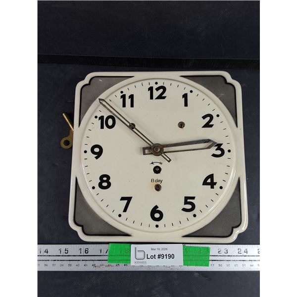 Antique Porcelain 8 Day Wind Up Kitchen Clock - As Is