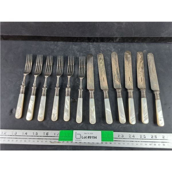 12 Piece Mother of Pearl Silver Cutlery Set