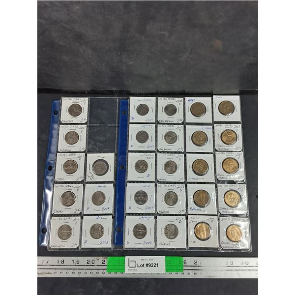 Assorted US States 25 Cents & 1 Dollar Coins - Collectible