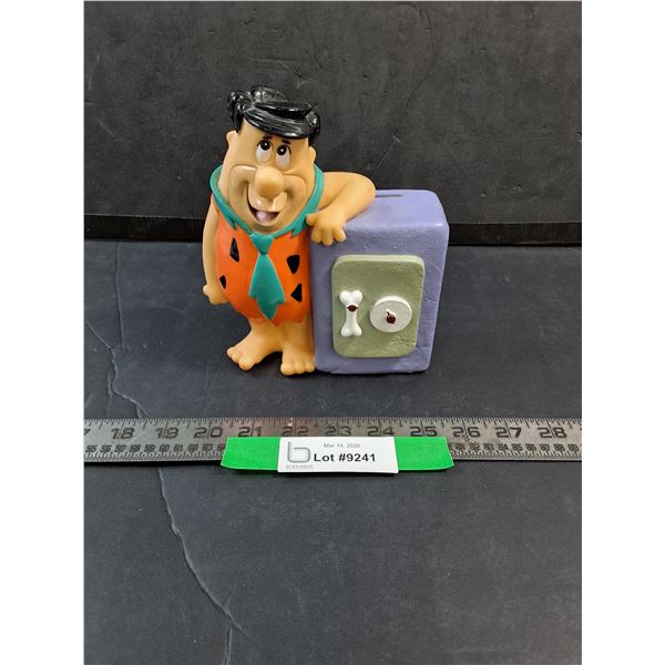 Vintage 1992 Fred Flintstone Plastic Coin Bank, Approx 7" Tall