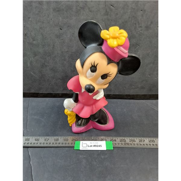 Vintage Disney Minnie Mouse Plastic Coin Bank, Approx 11" Tall