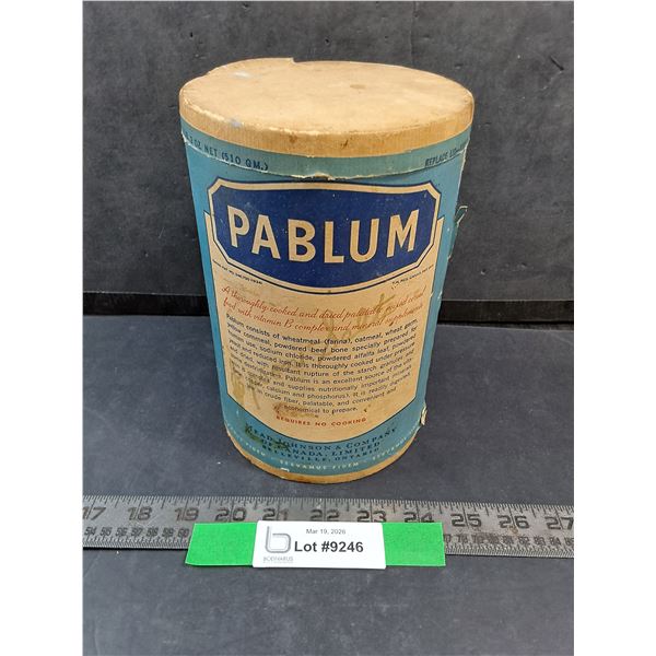 Vintage 1lb Cardboard Pablum Infant Cereal Container, 8" Tall