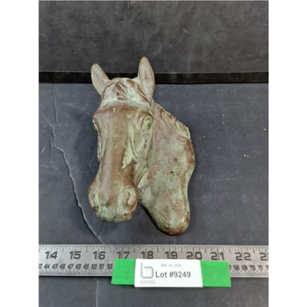 Vintage Solid Brass 5" x 8" Horse Head Wall Decoration