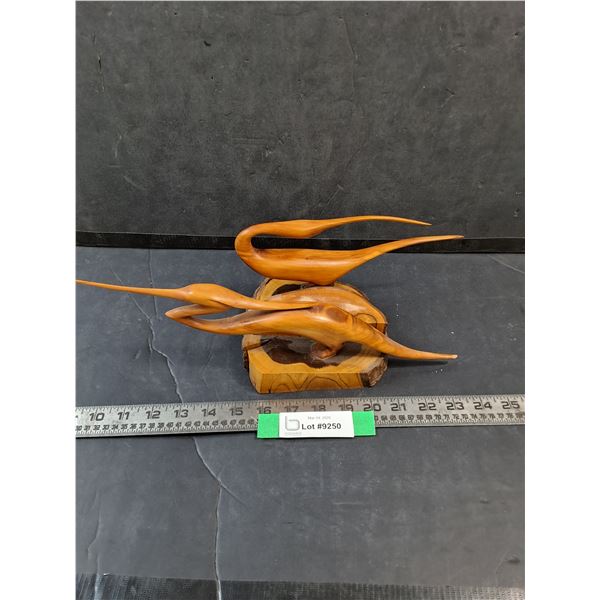 Solid Wood Crane Decorative Piece, 14" x 5.5" x 5" - PICK UP- Fragile