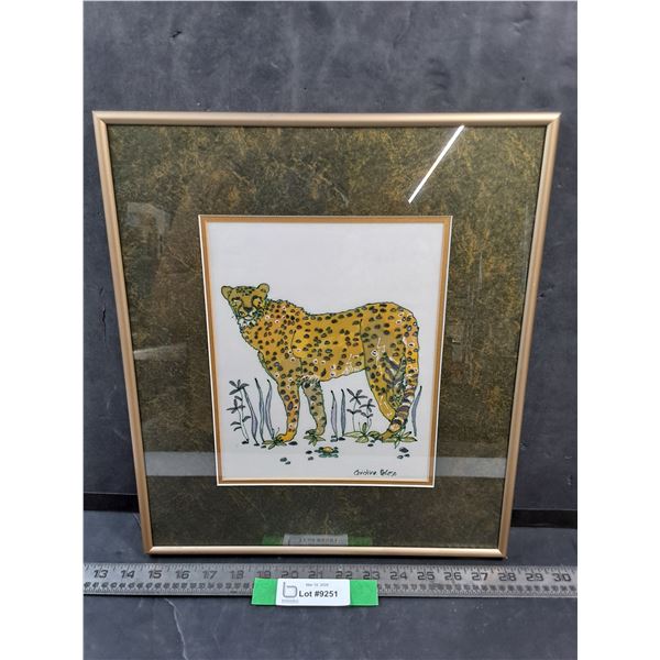 # Framed Cheetah Art Print, by Christine Belose, 14" x 15.5"