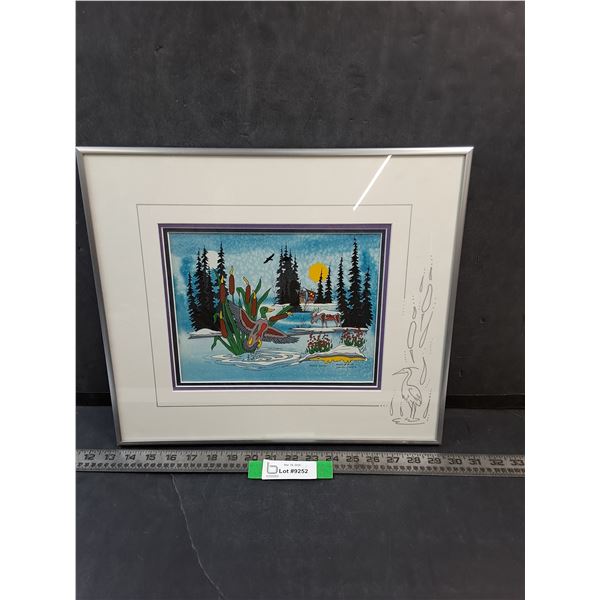Framed Puddle Ducks Print by Donolda Grossie, 16.5" x 14"