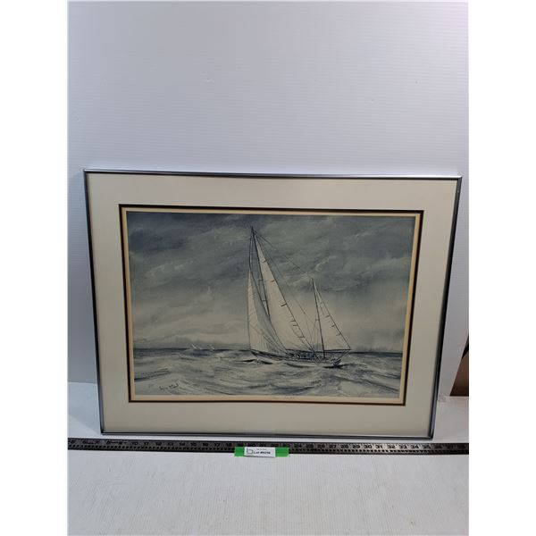 # Framed Sail Boat Print by Joyce Mitchell, 22" x 29" - PICK UP