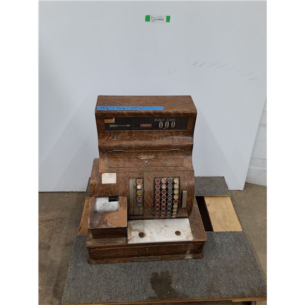 *Vintage Wooden Oak National Cash Register, As Is,CANNOT SHIP, Measurements In Pics