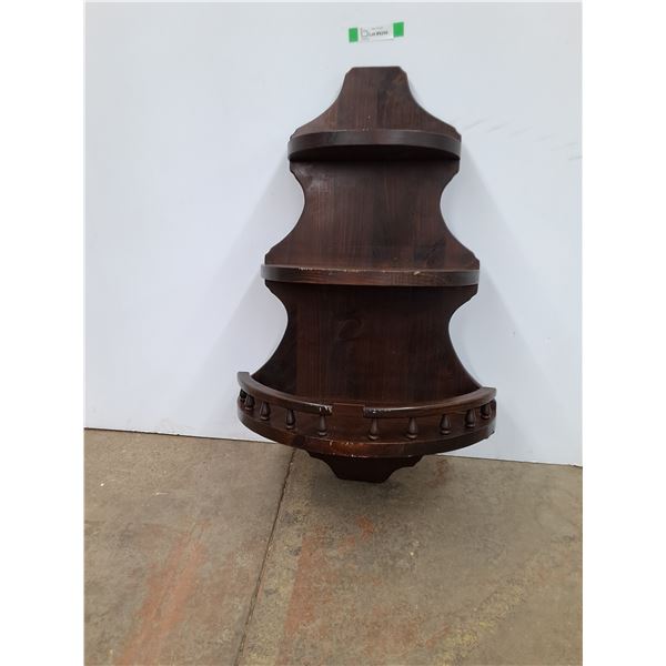 *Vintage Wooden (3) Tiered Half Circle Wall Shelf, 10.5" x 31" x 13", Cannot Ship