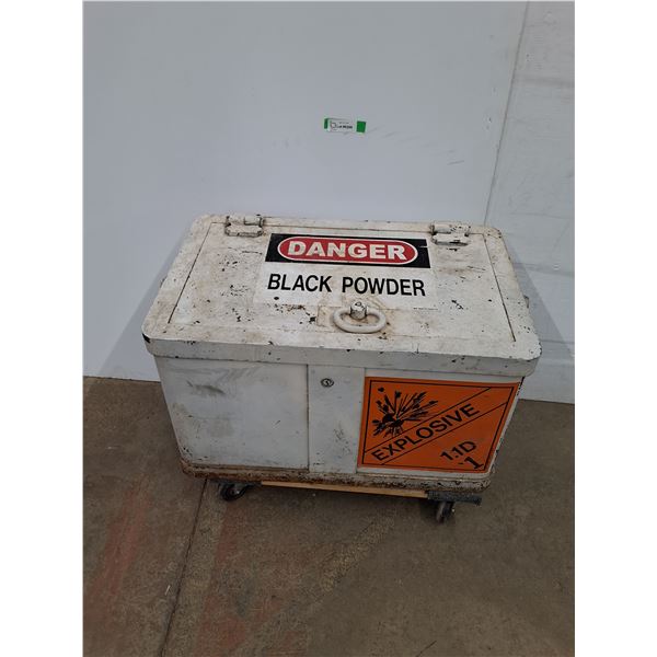 *Vintage Steel Explosive Material Transporting Box, 17" x 27" x 16", Cannot Ship, Dolly Not Included