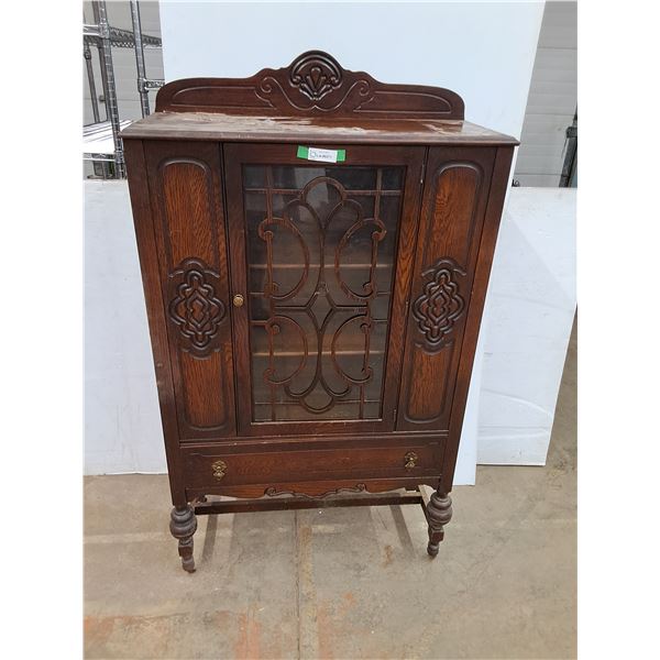 * 15" x 36" x 64" Vintage Wooden Ornate China Cabinet, Cannot Ship