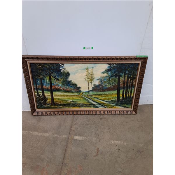 *Vintage Framed Jerry Doell Painting Depicting a Road, Cannot Ship, Measurements In Pics