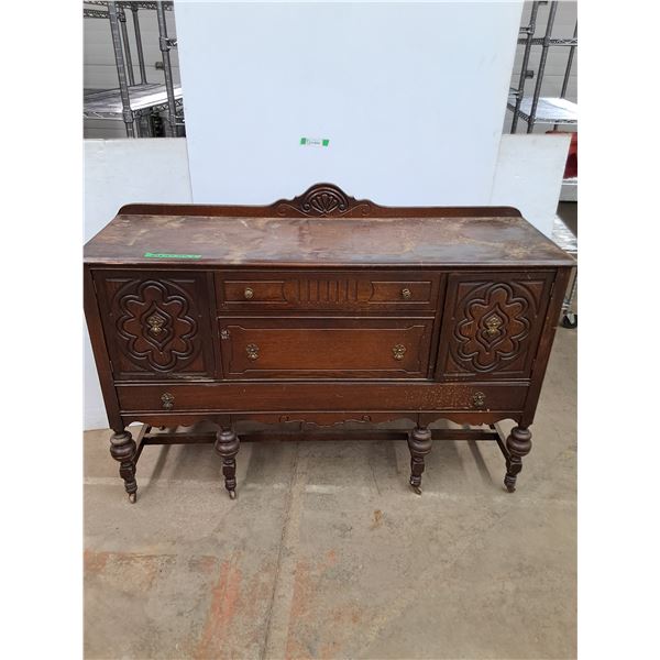 *Vintage Wooden Ornate Sideboard, As Is, Needs TLC, Cannot ship